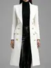 Chaqueta Casual Europea y Americana Moda Otoño e Invierno Estilo Retro Ceñida a la Cintura Ajustada de Cuerpo Largo Manga Larga Chaqueta de Traje Ropa Femenina Transfronteriza