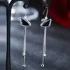 Pendientes Largos de Cadena Black Swan de Amazon Transfronterizos Accesorios de Niña Lindos de Dibujos Animados Pendientes Elegantes de Nicho Directo del Fabricante