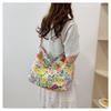 Bolsa de Tela Floral para Mujer Nueva 2024 Primavera y Verano Estilo Coreano Bolsa de Hombro con Flores Bolso Cruzado Gran Capacidad Casual Bolsa para Niñas