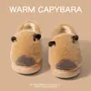 Pantuflas de algodón Capibara para mujer, nuevo modelo otoño e invierno 2026, pantuflas cálidas de felpa antideslizantes para interior del hogar para mujer