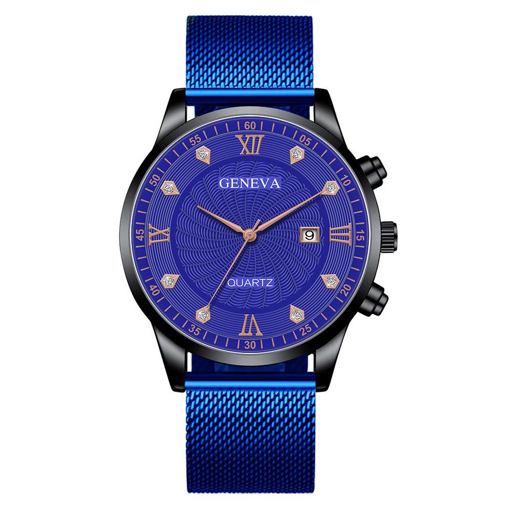 蓝色网带黑壳蓝面玫金针