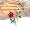 Colgante de Aleación de Corazón Perla Rosa con Goteo de Aceite Transfronterizo para Pulsera DIY Llavero Accesorios de Joyería Venta al por Mayor