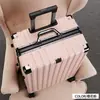 Maleta de equipaje premium, estuche de viaje, maleta con ruedas universales, gran capacidad, marco de aluminio, estuche de contraseña de 26 pulgadas para estudiante, estuche de cuero duradero