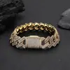 Pulsera Hip-Hop Europea y Americana 18mm Zircón Mixto Rombo Cadena Cubana Gruesa Marca de Moda Transfronteriza Joyería para Pulsera de Hombre