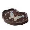 Posavasos Ruyi de madera de nogal con mariposa de nácar, alfombrilla aislante del calor de madera maciza, portavasos, alfombrilla antideslizante para taza de té de uso doméstico, accesorio para juego de té