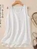 Nova Camiseta Regata Solta Retro de Verão com Bordado, Top Fino Colorido Sólido Artístico, Camisola para Usar em Camadas