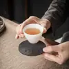 Juego de Té No Poroso Taza con Filtro Colador de Té Giratorio Taza de Feria Recipiente de Vidrio para Vino Rejilla Filtro de Residuos de Té Posavasos Absorbente