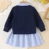 Atacado transfronteiriço de roupas para meninas: camisas com estampas florais, saias curtas listradas e blusas estilo preppy