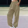 Moda femenina transfronteriza europea y americana de cintura alta, pantalones deportivos casuales versátiles de borrego, pantalones de chándal para casa para mujer