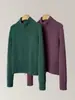 Jaqueta com zíper grossa mesclada suéter de cashmere puro 2026 Outono/Inverno novo estilo cardigã de tricô feminino gola alta