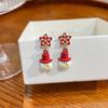 Pendientes de Árbol de Navidad con Sentido de Diseño Creativo Europeo y Americano Pendientes Transfronterizos Simples de Oso Amoroso Navideño Papá Noel