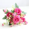Buquê de Casamento com 5 Rosas Flores Artificiais Buquê de Rosas Atacado Decoração de Sala de Estar Casa Flores Artificiais de Peônia