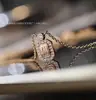 Versão de Luxo do Colar Porta da Felicidade para Mulheres, Banhado a Ouro Branco 18K, Pingente de Frasco de Perfume com Diamantes, Corrente para Clavícula, Presente para Namorada