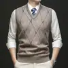 Novo colete de tricô masculino para outono e inverno para vendas transfronteiriças, jaqueta colete cardigã de tricô quente e slim fit para homens