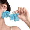Aretes de gasa azul con ambiente súper de hadas junto al mar, aretes de alta gama, temperamento gentil, diseño de nicho, aretes estilo vacacional