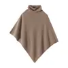 Bufanda Chal de Lana Pura de Cuello Alto Europeo y Americano para Mujer, Bufanda Cálida Irregular de Punto para Hombro, Capa Chal Suelta