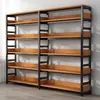 Estante de livros de chão estante de livros de ferro aço madeira prateleira prateleira de armazenamento multicamadas armazenamento simples sala de estar prateleira de casa