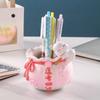 Lindo adorno de contenedor de bolígrafos de gatito, escritorio de estudiante, escritorio de oficina, decoraciones inspiradoras para el aprendizaje, regalo de cumpleaños para niña