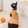 Ropa para Gatos Primavera y Verano Delgada Transpirable Dibujos Animados Chaleco Rayado Naranja Perro Pequeño y Mediano Ropa para Mascotas