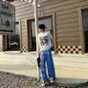 Pantalones deportivos casuales estilo callejero americano para hombre, nuevo estilo holgado de verano con estampado de notas musicales, pantalones rectos de pierna ancha hasta el suelo