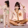 Comércio Exterior 2025 Pijama Feminino Manga Longa Veludo Alemão Primavera e Outono Kimono Pijama Infantil Feminino Conjunto para Casa para Usar por Cima