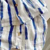 Nuevo Conjunto de Ropa de Verano para Niños, Nueva Camisa Casual de Manga Corta Fina para Niños, Conjunto de Dos Piezas con Rayas de Bloques de Color para Niñas