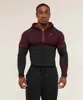 Roupas Esportivas Fitness Masculinas Gymshark Novas de Manga Longa Secagem Rápida Respiráveis Elásticas com Meio Zíper Ajustadas para Treinamento Muscular