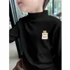 Y2556# Camiseta Básica Masculina de Veludo Gola Semialta Roupas de Outono Inverno com Forro de Lã Roupas Quentes Manga Longa Top Grande para Crianças