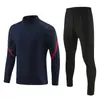 Conjunto de Treino de Futebol com Zíper Meio-Zip para Outono e Inverno para Adultos e Crianças, Uniforme Liso de Manga Longa, Roupa Esportiva de Tricô
