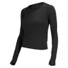 Ropa nueva de yoga alta elasticidad sin costuras ajustada para mujer camiseta deportiva de manga larga 2.0 ajustada secado rápido fitness tejido spandex