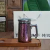 Taza de té martillada de titanio puro con tapa y asa, elegante vaso de agua para oficina, taza de metal de alta calidad para regalo, taza de té de negocios para hombres