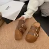 Pantuflas de Mula de Moda Otoño 2026 Pantuflas Perezosas Sin Cordones para Mujer Suela Gruesa Hebilla Versátil Aumento de Altura Interior