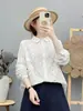 Colección Otoño 2026: Camisa artística de estilo japonés, holgada, de manga larga, con bordado de crisantemo y estampado de lunares, top casual