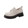 630-1~Zapatos Pequeños de Cuero Estilo Británico para Mujer 2026 Nuevos Primavera y Otoño Retro Tacón Medio Suela Gruesa Con Cordones Suela Gruesa Zapatos de Mujer