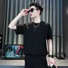 Camiseta con Botones Laterales Verano Media Manga Marca de Moda Manga Corta 2025 Nuevo Top para Hombre Manga Corta Camiseta Fresca de Manga Corta