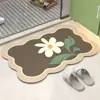 Tapete de Chão para Banheiro Estilo Pintura a Óleo, Capacho Doméstico Absorvente de Água e Resistente à Sujeira, Pode Ser Cortado, Secagem Rápida, Resistente ao Desgaste, Antiderrapante Tapete de Chão de Terra de Diatomáceas