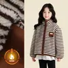 Tutu Elefantito Ropa Infantil Abrigo de Lana de Cordero para Niñas 2026 Otoño/Invierno Chaqueta Polar Rayada Térmica Cálida Infantil