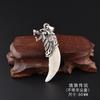 Colar de espinhos em aço titânio pingente de dente de cão preto mastim tibetano genuíno dente osso homens e mulheres casais personalidade dominadora acessórios retrô