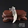 Colar Novo Estilo Dente de Cão Guerreiro Lobo para Homens, Pingente Genuíno de Dente de Cão Preto, Retrô, Ousado, Único, Acessório Versátil para Suéter, Moderno