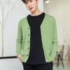 Cárdigan de punto para hombre con botones exteriores al por mayor, delgado y holgado, estilo coreano, para primavera y otoño, abrigo de suéter de punto de color sólido, juvenil y a la moda