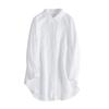 Exportar diario individual 14 importado lino puro francés doble bolsa de pecho de manga larga protector solar camisa blanca top mujer