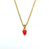 Collar de Acero Titanio Dulce y Lindo con Goteo de Aceite Serie Frutas para Mujer, Varios Colgantes en Forma de Fresa, Cereza y Pimiento