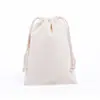 Bolsas de algodão com cordão em branco no atacado, bolsas de algodão branco com cordão, sacos de armazenamento de lona de embalagem ecológica personalizados