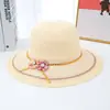 Sombrero de Verano con Ala Ancha para Mujer, Protección Solar, Sombrero de Paja con Lazo, Elegante Sombrero de Paja Transpirable con Ala Ancha para Vacaciones en la Playa
