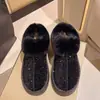 Botas de Nieve con Lentejuelas Suela Gruesa Otoño Invierno Mujer Acolchado de Terciopelo Adorno de Piel Botines Cortos Moda Ropa de Abrigo Calidez Zapatos de Algodón Transfronterizos