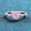Diseño de nicho de moda Plata de ley S925 corazón rosa rojo azul diamante completo cerrado anillo femenino outlet de fábrica