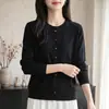 Nuevo cárdigan de punto fino versátil para mujer de otoño con botones de colores, top gris versátil
