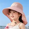 Sombrero de Protección Solar para Niños, Sombrero de Sol de Verano para Exteriores con Ala Ancha para Niñas, Niños y Bebés, Sombrero con Chal Protector de Cuello Anti-UV
