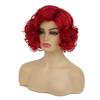 República de China retro puntos laterales rojos cabello corto rizado venta al por mayor de fábrica peluca de seda de alta temperatura para mujer estilo europeo y americano cabello corto rizado de 14 pulgadas