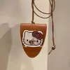 Blogger fofa japonesa e coreana com óculos do Gato KT bolsa colar design de moda senso de estilo diário colar com pingente de couro